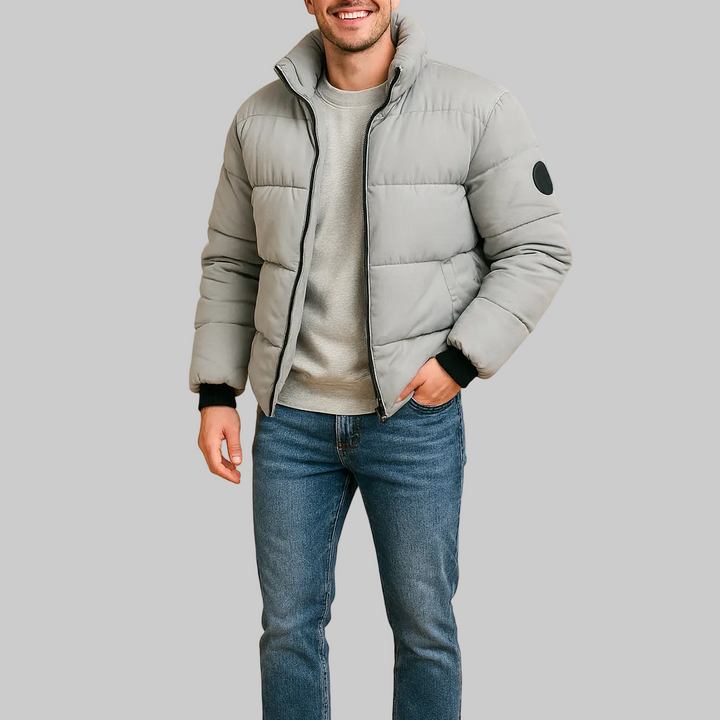 Men’s Puffer Jacket with Stand Collar