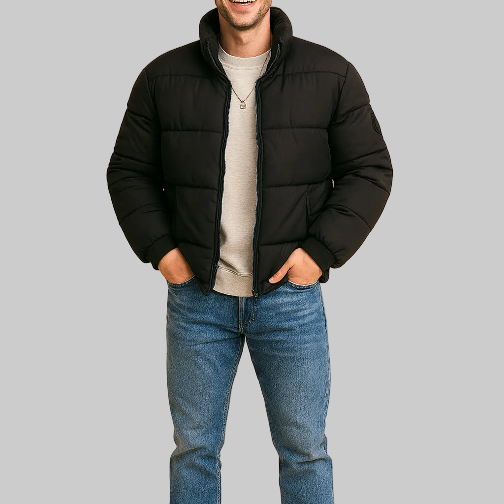Men’s Puffer Jacket with Stand Collar