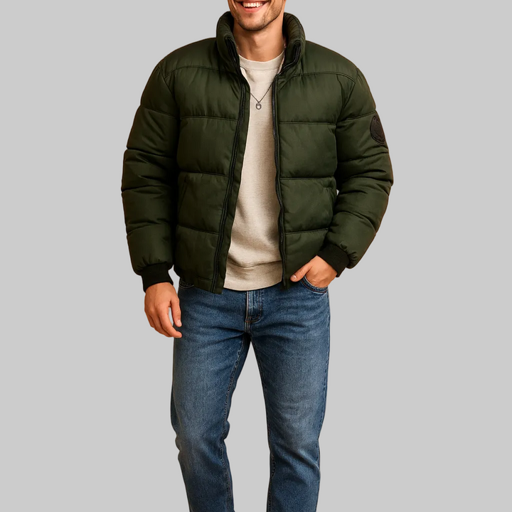 Men’s Puffer Jacket with Stand Collar