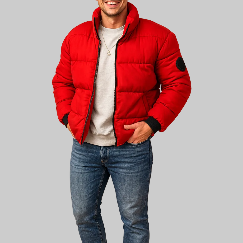 Men’s Puffer Jacket with Stand Collar