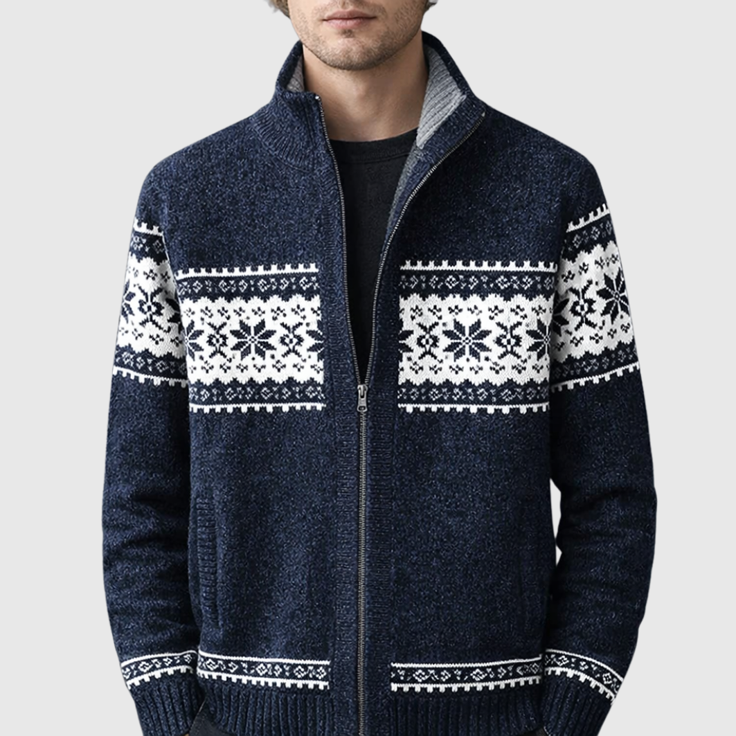 Men’s Sherpa Lined Wool Blend Zip-Up Sweater