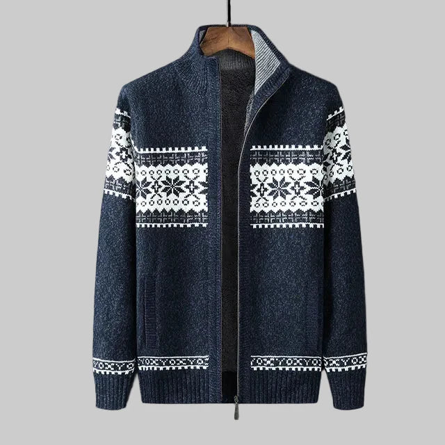 Men’s Sherpa Lined Wool Blend Zip-Up Sweater