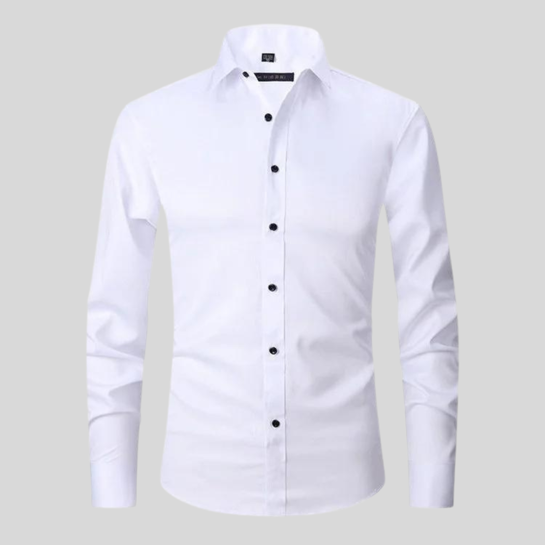 Men's Shirt with Anti-Crease and Moisture-Wicking Fabric – Elastic Fit Dress Shirt for Casual and Formal Wear 0