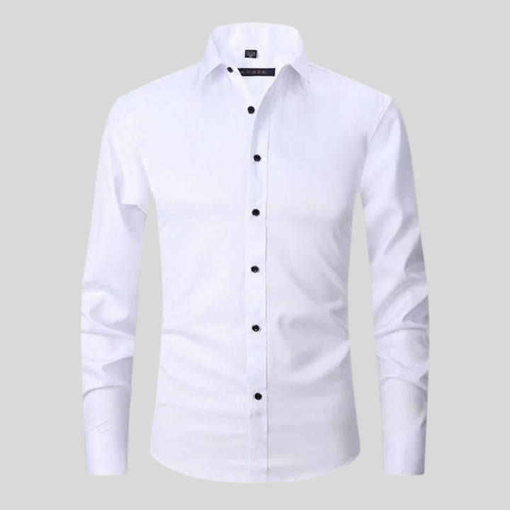 Men's Shirt with Anti-Crease and Moisture-Wicking Fabric – Elastic Fit Dress Shirt for Casual and Formal Wear 0