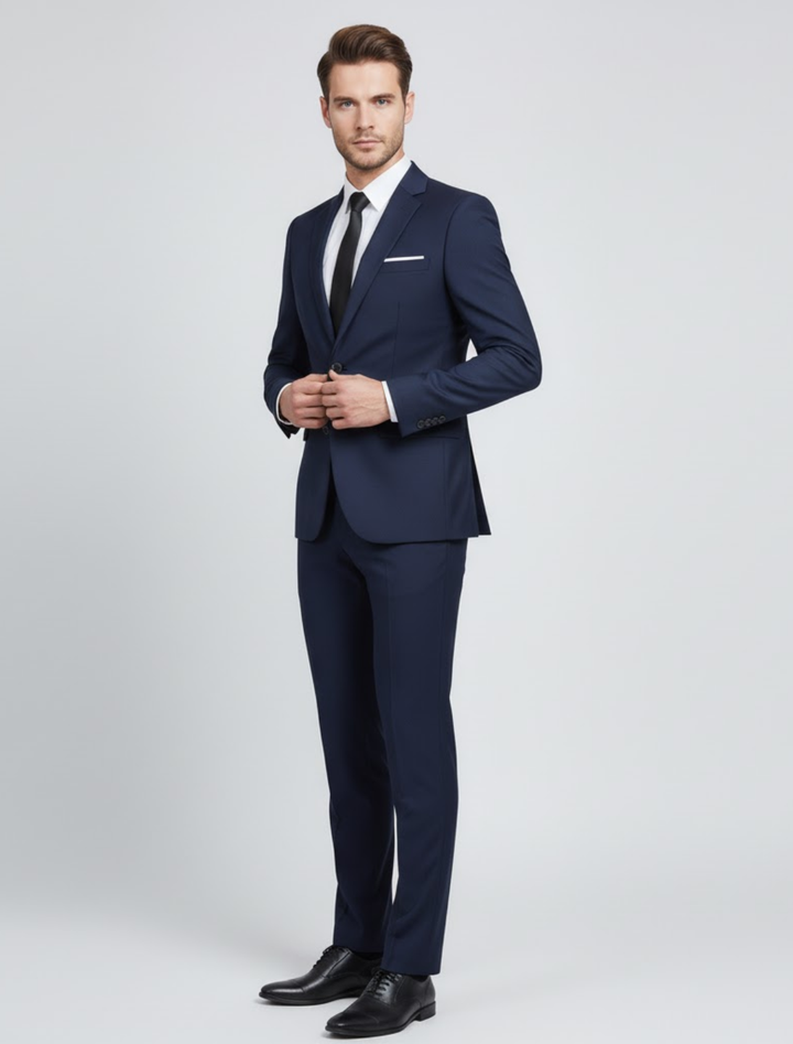 Men's Slim Fit Formal Suit with Refined Details for Winter – Elegant Business Attire 0