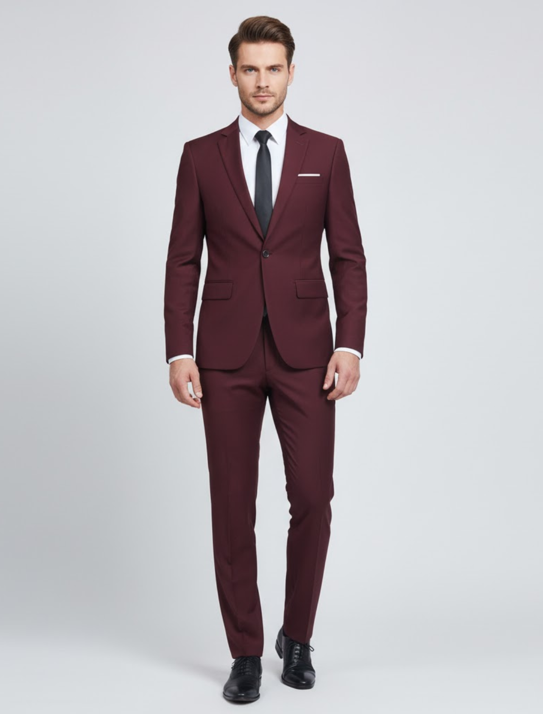 Men's Slim Fit Formal Suit with Refined Details for Winter – Elegant Business Attire 3