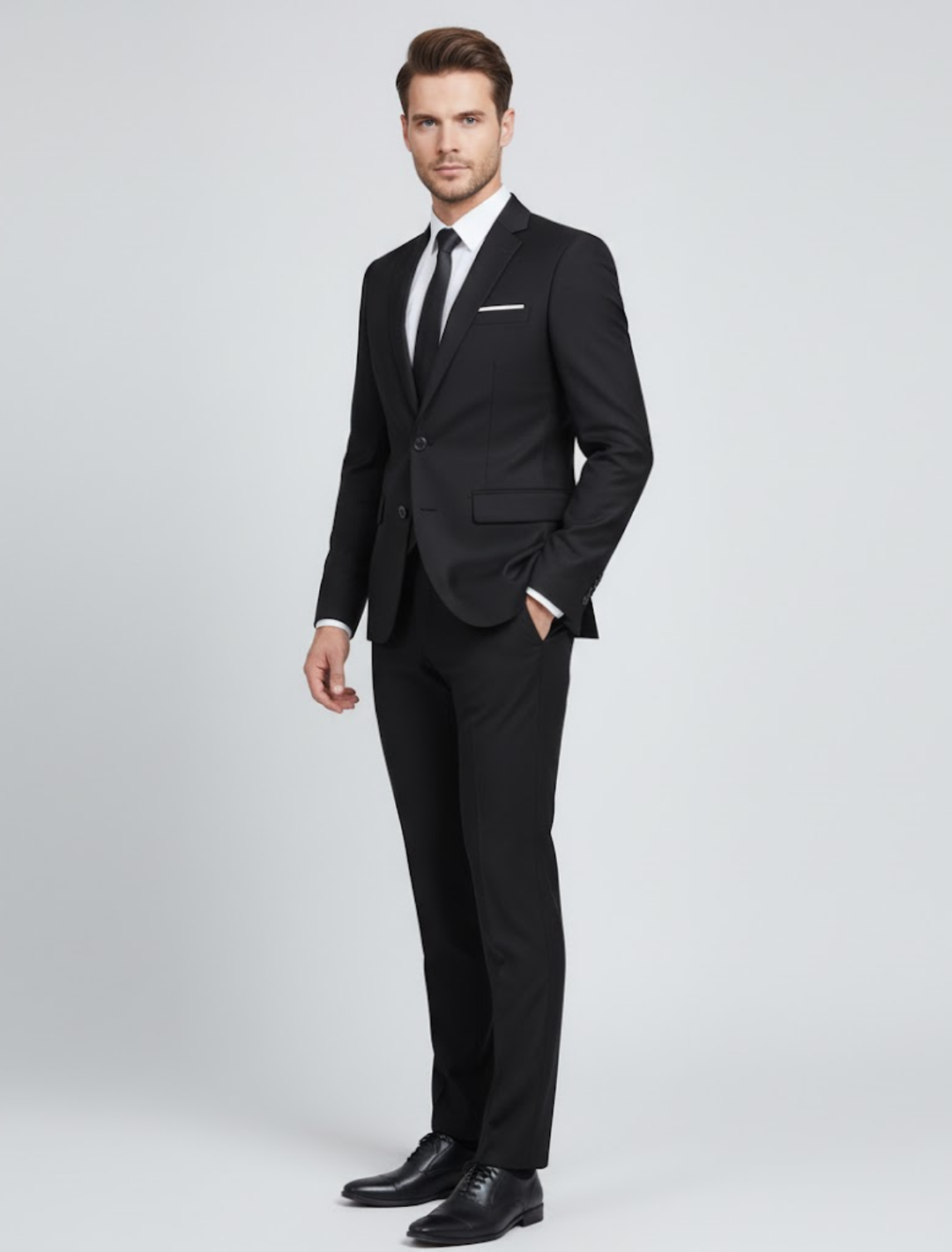 Men's Slim Fit Formal Suit with Refined Details for Winter – Elegant Business Attire 4