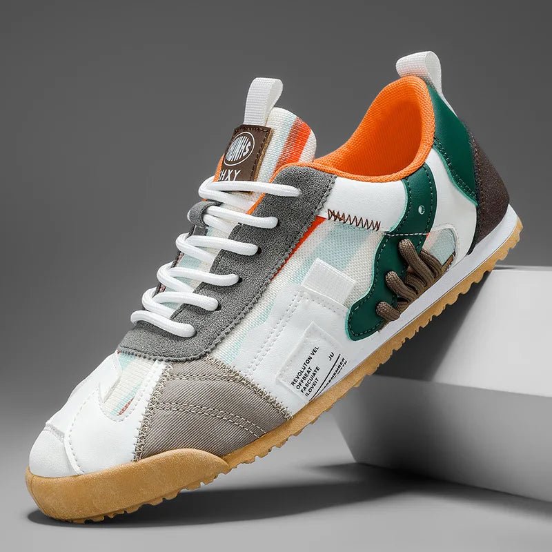 Men's sneakers featuring breathable mesh and suede, designed for versatility and comfort, ideal for trail running and athletic activities. 0