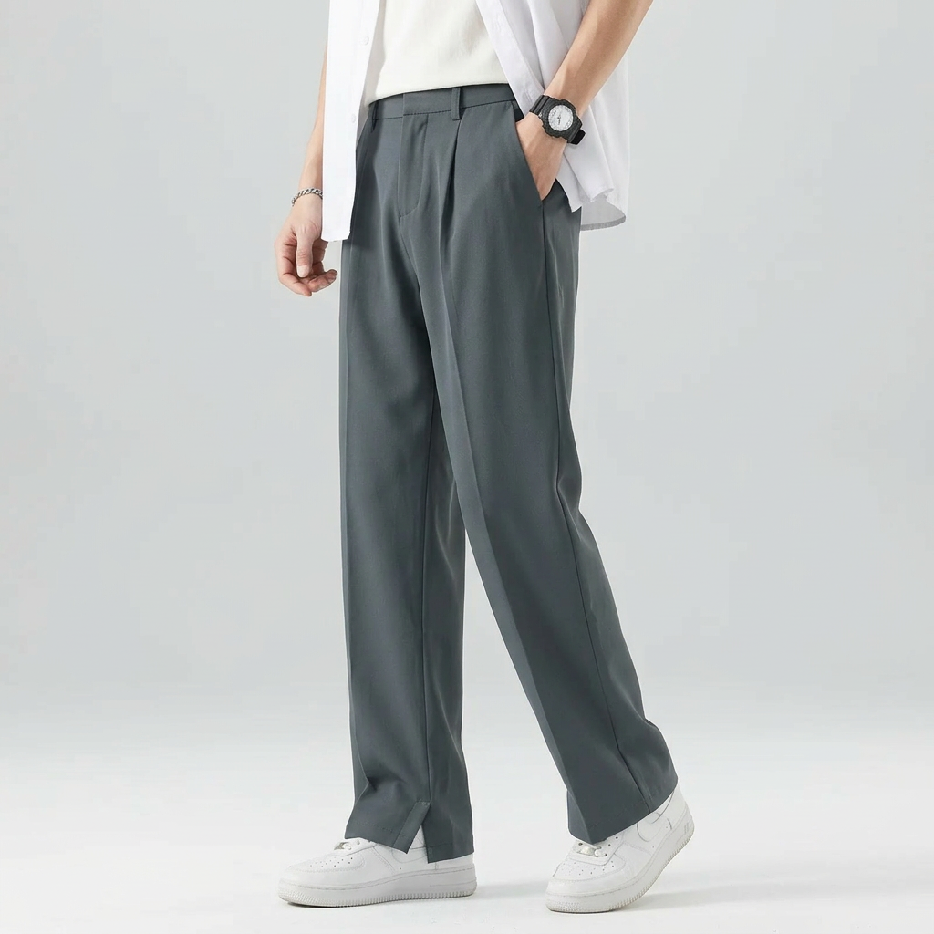 Men’s Straight-Leg Trousers with Front Seam