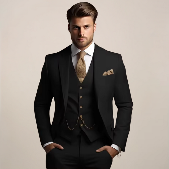 Men's Suit Three-Piece Set with Tailored Fit – Lightweight Spring Fabric for Weddings and Formal Events 1