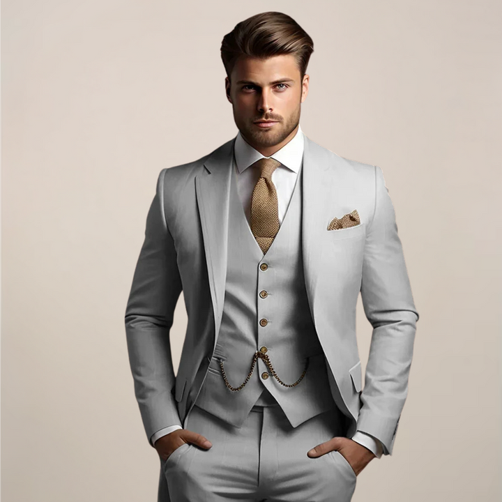 Men's Suit Three-Piece Set with Tailored Fit – Lightweight Spring Fabric for Weddings and Formal Events 2