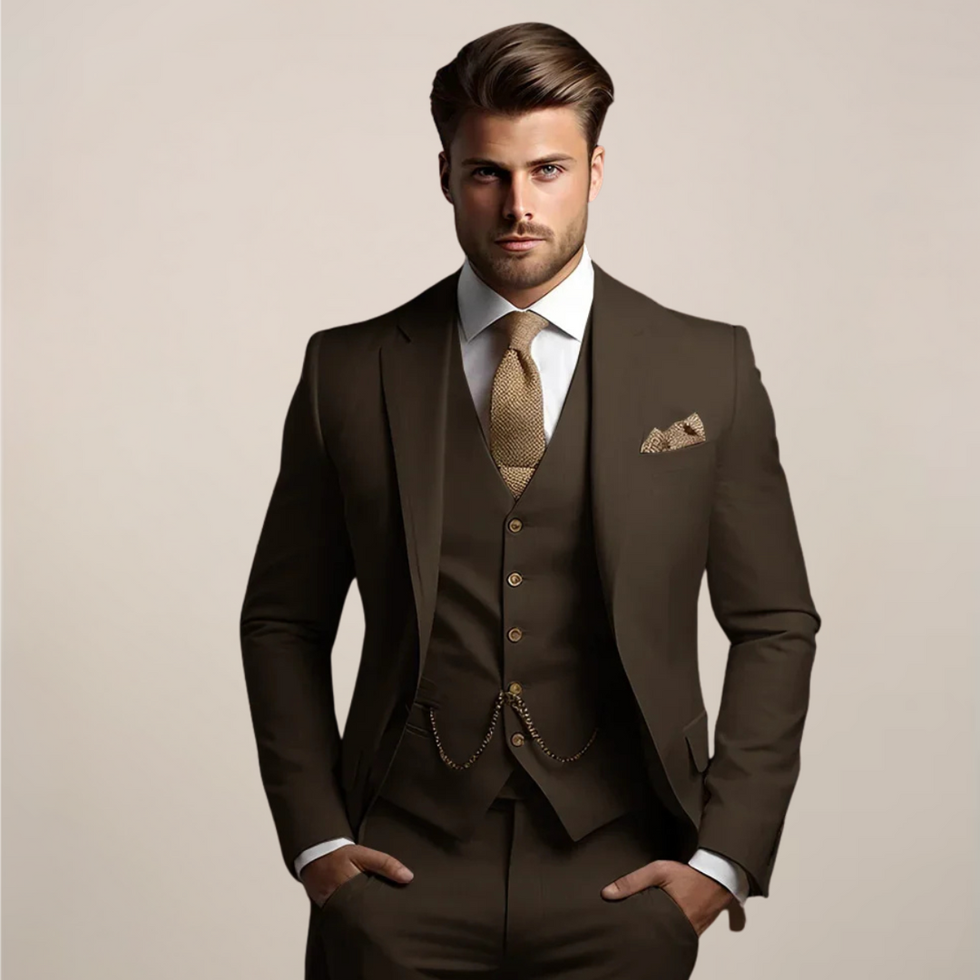Men's Suit Three-Piece Set with Tailored Fit – Lightweight Spring Fabric for Weddings and Formal Events 3