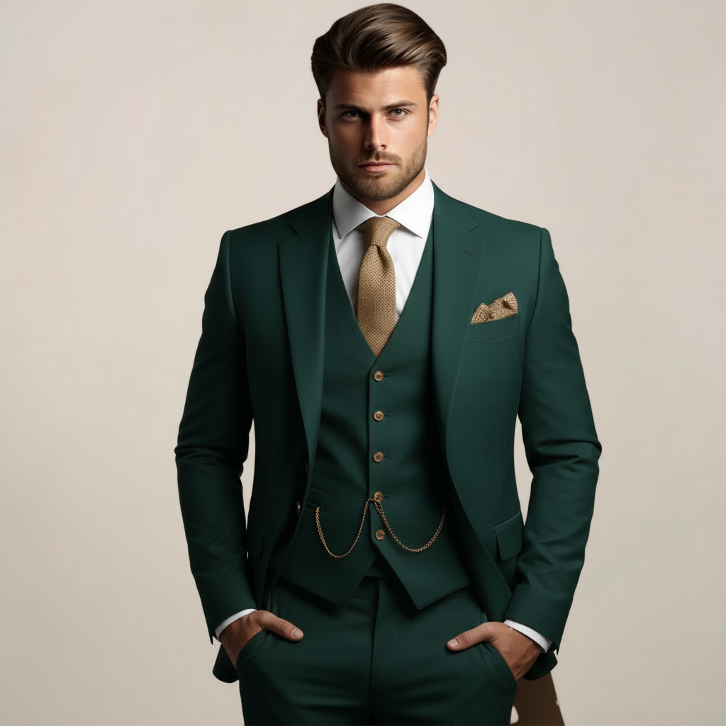 Men's Suit Three-Piece Set with Tailored Fit – Lightweight Spring Fabric for Weddings and Formal Events 4