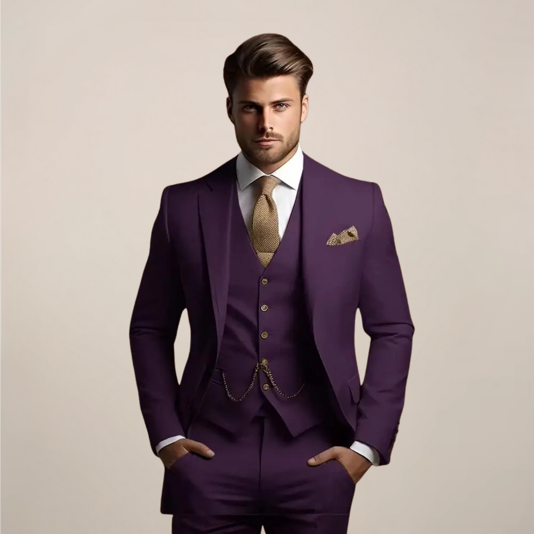 Men's Suit Three-Piece Set with Tailored Fit – Lightweight Spring Fabric for Weddings and Formal Events 5