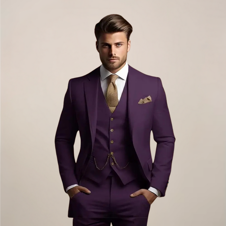 Men's Suit Three-Piece Set with Tailored Fit – Lightweight Spring Fabric for Weddings and Formal Events 5