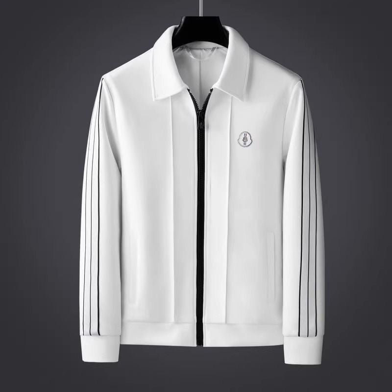 Men's tracksuit set featuring a zip-up jacket and athletic pants made from ultra-soft Lycra fabric, designed with a sporty stripe pattern for optimal comfort 6