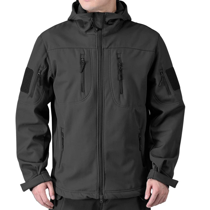Men's Waterproof Tactical Softshell Jacket with Hood – Windproof Outdoor Gear for Hiking and Skiing 0