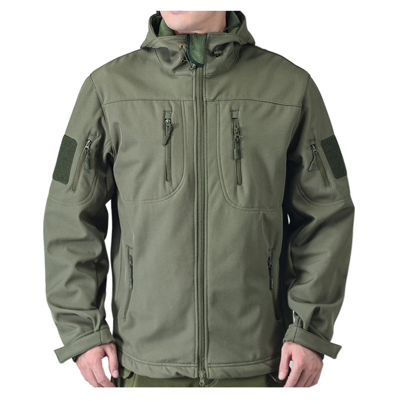 Men's Waterproof Tactical Softshell Jacket with Hood – Windproof Outdoor Gear for Hiking and Skiing 3