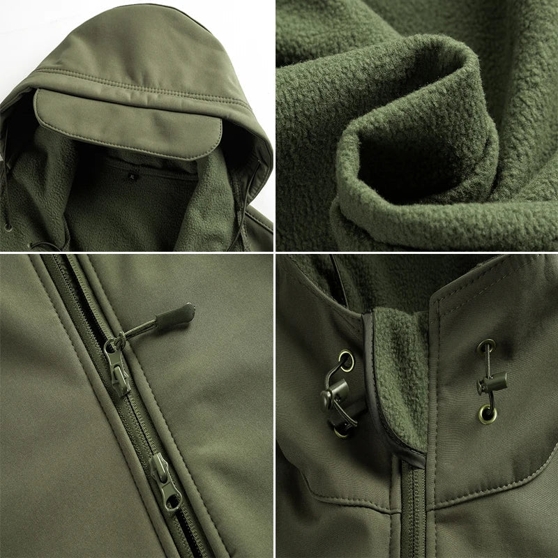 Men's Waterproof Tactical Softshell Jacket with Hood – Windproof Outdoor Gear for Hiking and Skiing 5