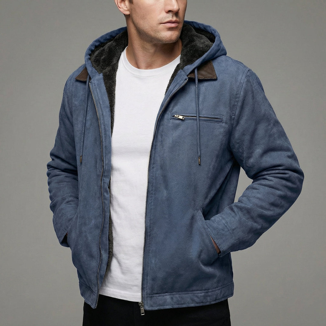 Men's winter coat featuring zipper pockets, designed for durability and casual outdoor wear, available in black, grey, and olive colors. 5