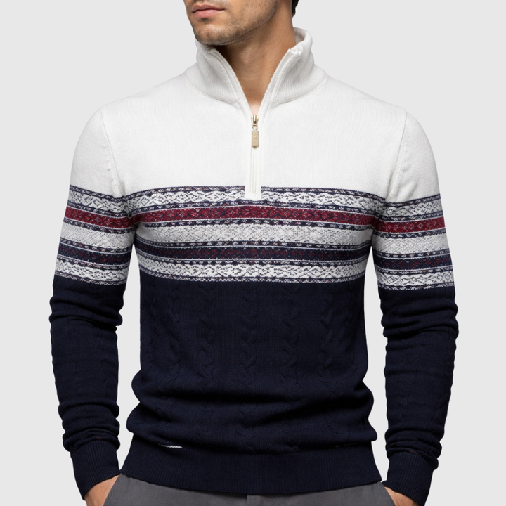 Men's Winter Half-Zip Sweater with Stand-Up Collar