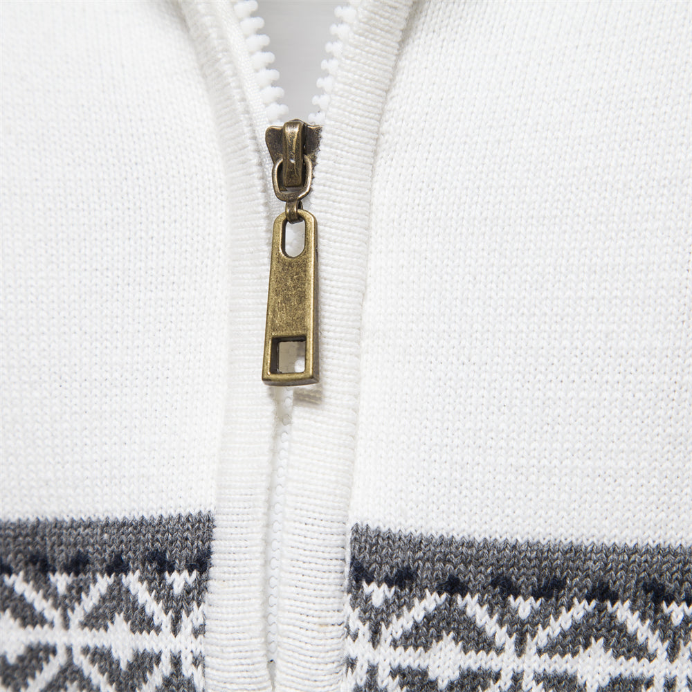 Men's Winter Half-Zip Sweater with Stand-Up Collar
