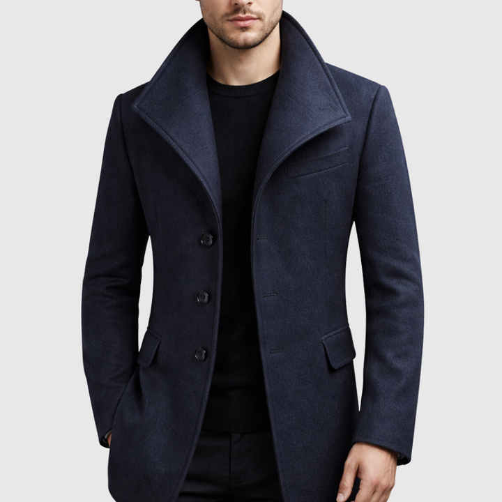 Men’s Wool Overcoat - Tailored Fit - Single-Breasted with Notch Lapels