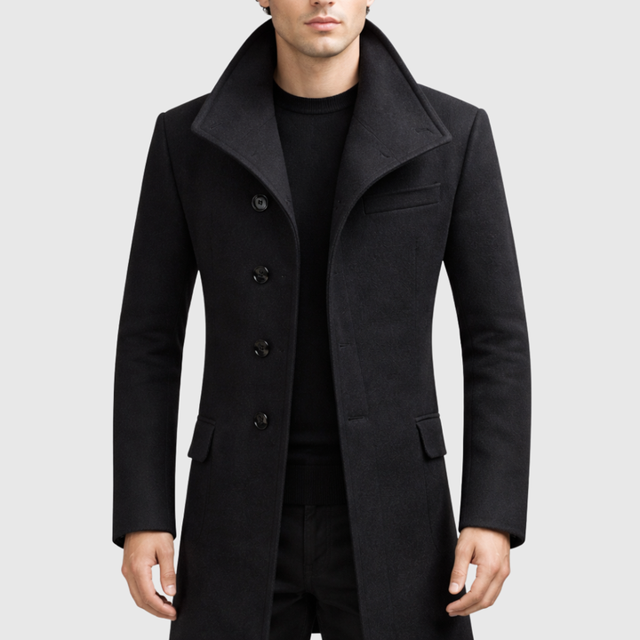 Men’s Wool Overcoat - Tailored Fit - Single-Breasted with Notch Lapels