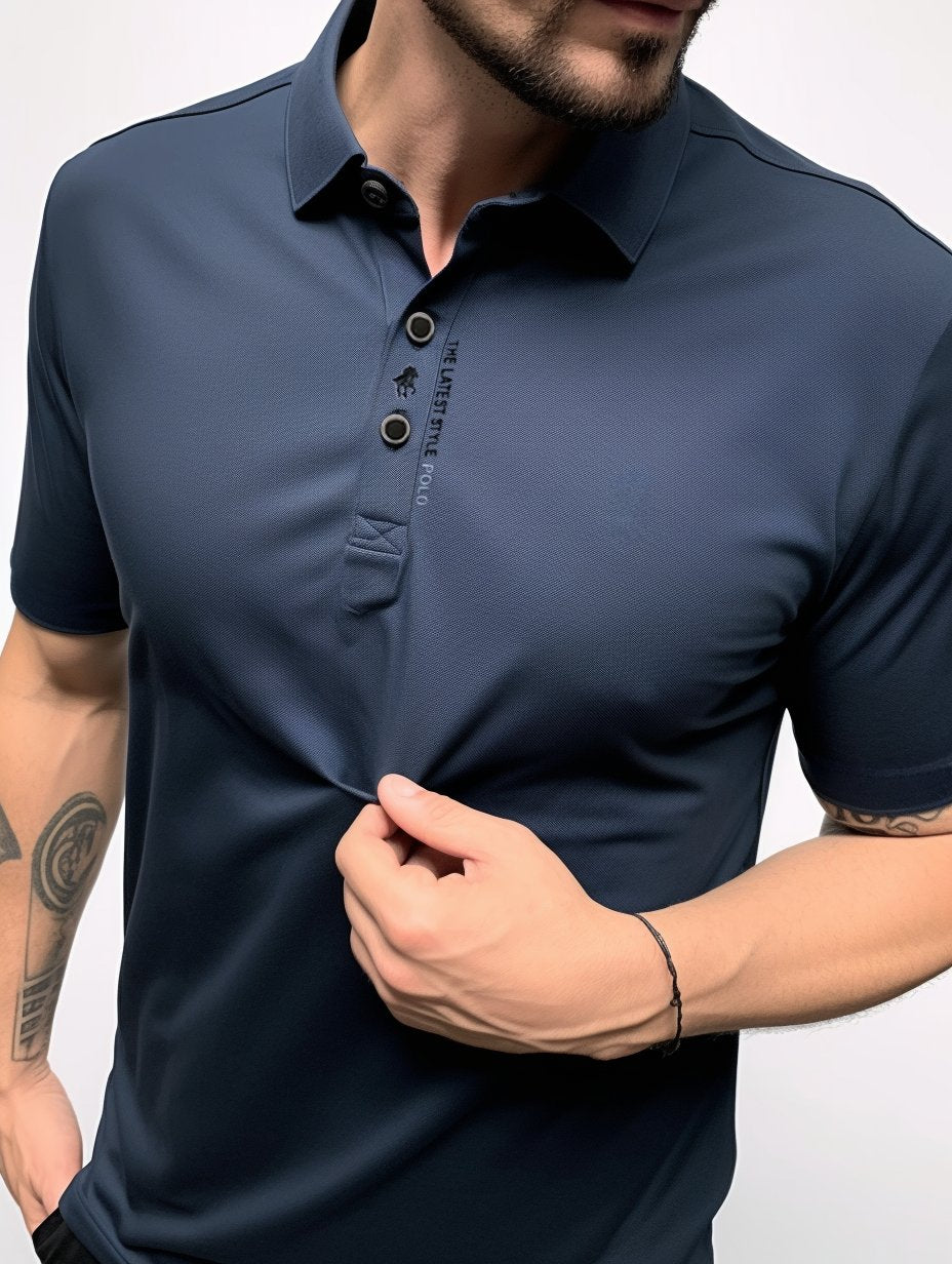 Men's wrinkle-free polo shirt made of stretch cotton, featuring a classic short sleeve design in various colors, perfect for casual or business casual wear. 5