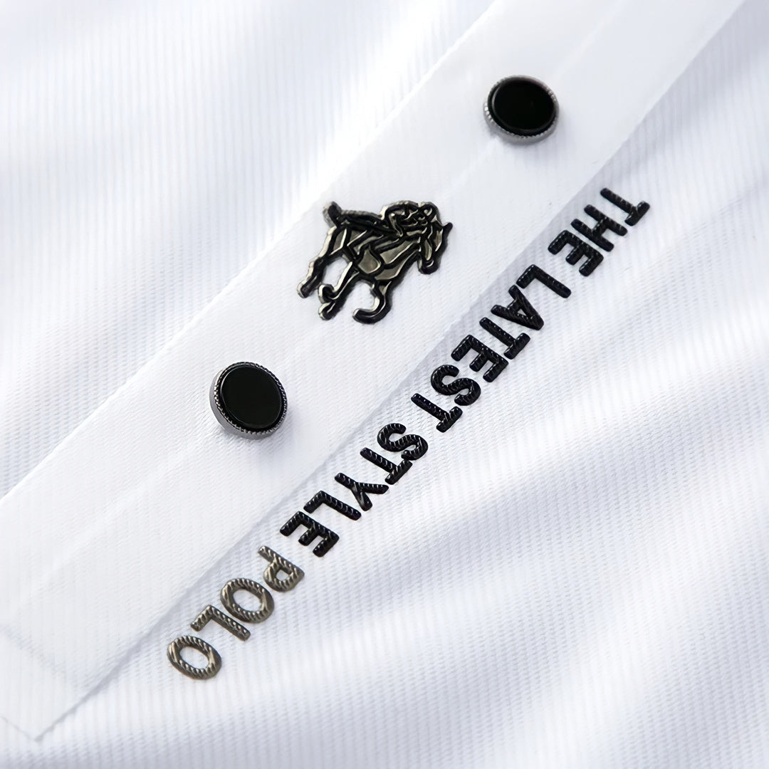 Men's wrinkle-free polo shirt made of stretch cotton, featuring a classic short sleeve design in various colors, perfect for casual or business casual wear. 7