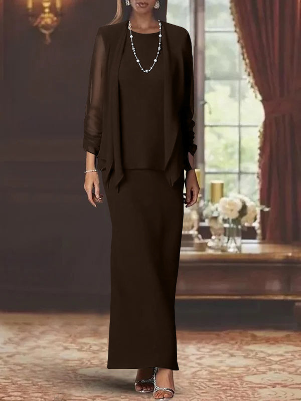 Mother of the Bride Dress Set with Jacket – Elegant Floor-Length Chiffon Sheath Gown for Formal Occasions 13