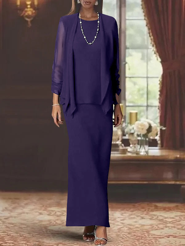 Mother of the Bride Dress Set with Jacket – Elegant Floor-Length Chiffon Sheath Gown for Formal Occasions 21