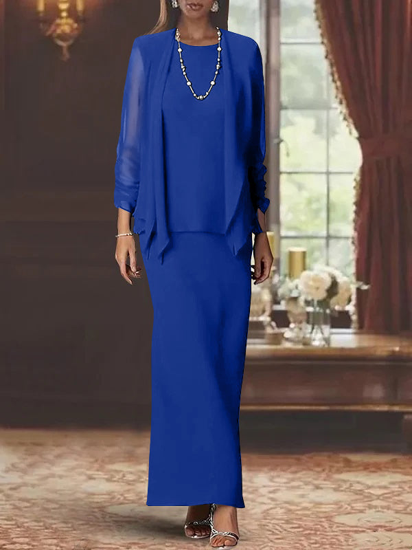 Mother of the Bride Dress Set with Jacket – Elegant Floor-Length Chiffon Sheath Gown for Formal Occasions 31