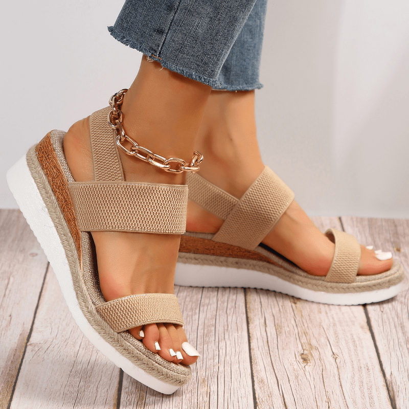 Orthopedic platform sandals featuring elastic straps, designed for comfort with a lightweight and breathable construction, perfect for all-day wear. 0