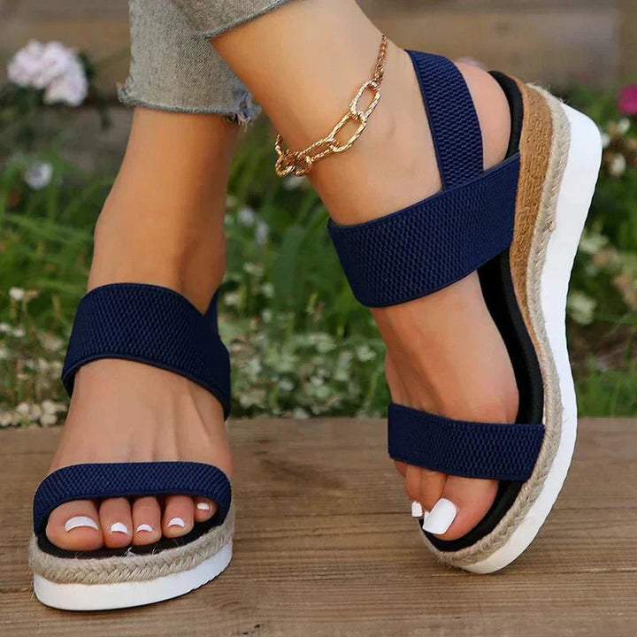 Orthopedic platform sandals featuring elastic straps, designed for comfort with a lightweight and breathable construction, perfect for all-day wear. 7