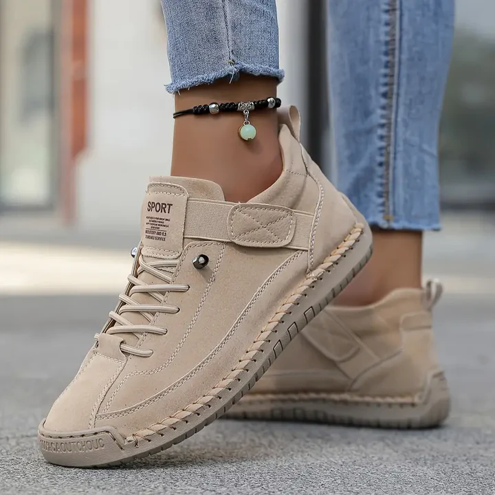 Orthopedic sneakers featuring a shock-absorbing EVA sole, breathable leather upper, wide fit, and slip-on design for ultimate comfort and support. 1