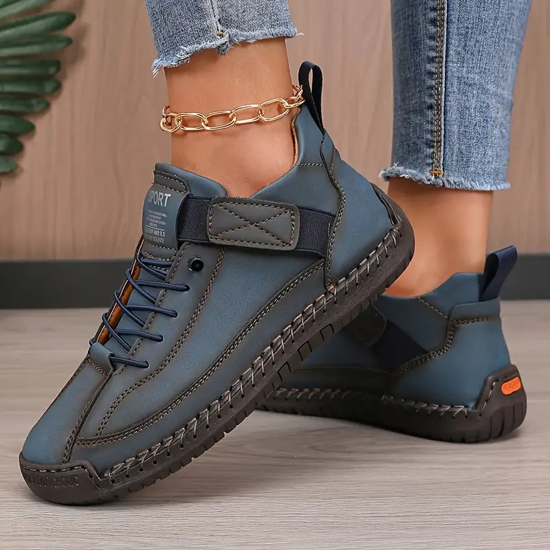 Orthopedic sneakers featuring a shock-absorbing EVA sole, breathable leather upper, wide fit, and slip-on design for ultimate comfort and support. 5