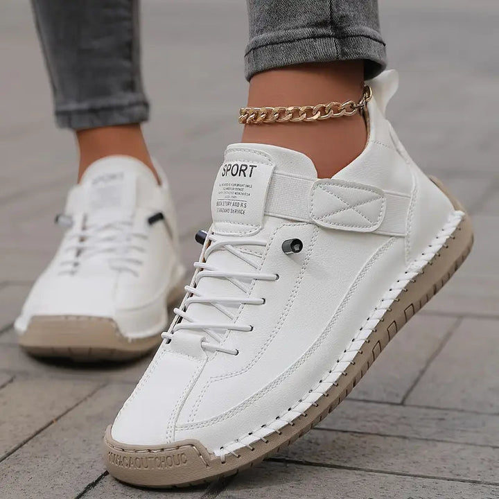 Orthopedic sneakers featuring a shock-absorbing EVA sole, breathable leather upper, wide fit, and slip-on design for ultimate comfort and support. 7