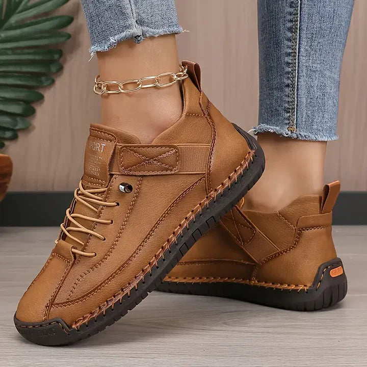 Orthopedic sneakers featuring a shock-absorbing EVA sole, breathable leather upper, wide fit, and slip-on design for ultimate comfort and support. 9