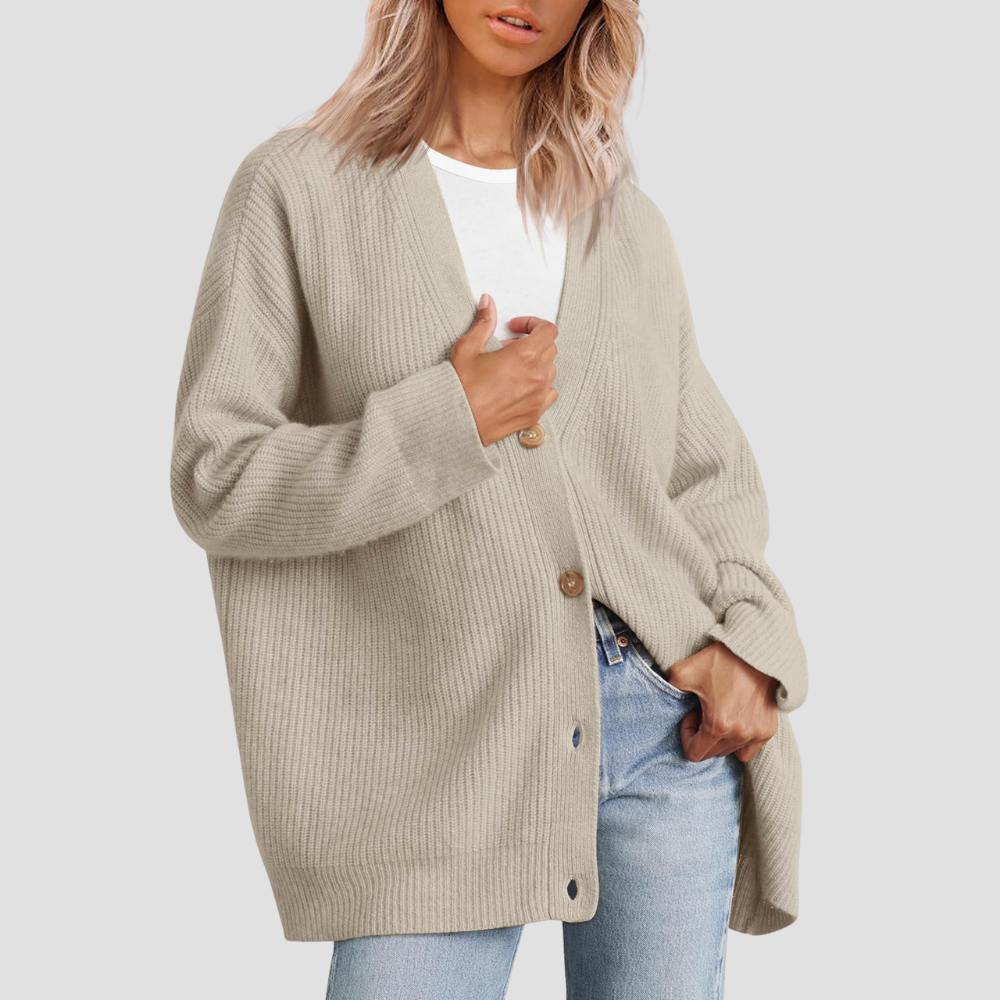 Striped Knit Cardigan Sweater for Women
