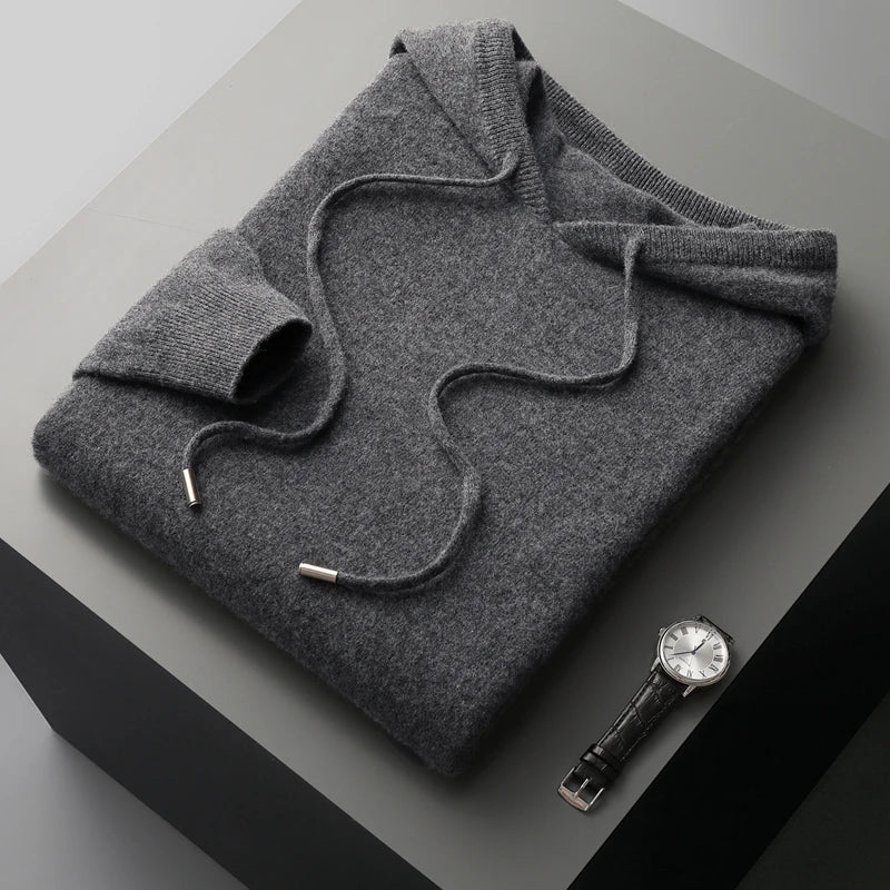 Unisex Knitted Hoodie with Long Length – 100% Merino Wool and Cashmere for Autumn & Winter 0