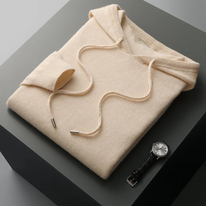 Unisex Knitted Hoodie with Long Length – 100% Merino Wool and Cashmere for Autumn & Winter 1