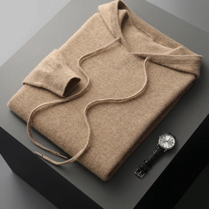Unisex Knitted Hoodie with Long Length – 100% Merino Wool and Cashmere for Autumn & Winter 2