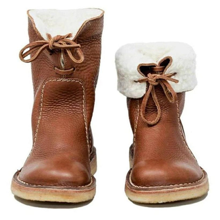 Waterproof Winter Boots with Non-Slip Sole and Versatile Collar – PU Leather, Wool Lined for Women 0