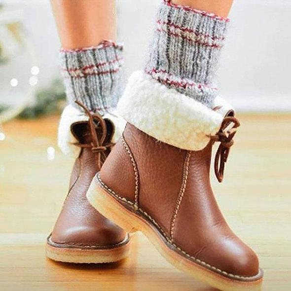 Waterproof Winter Boots with Non-Slip Sole and Versatile Collar – PU Leather, Wool Lined for Women 1