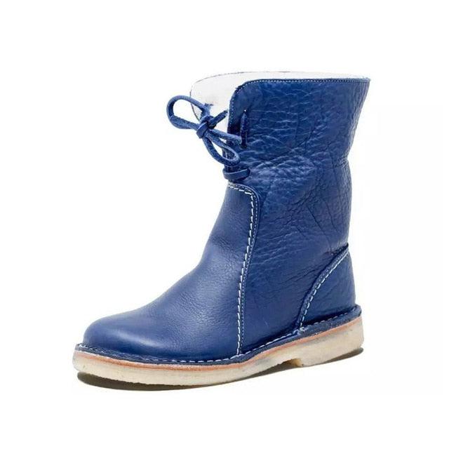 Waterproof Winter Boots with Non-Slip Sole and Versatile Collar – PU Leather, Wool Lined for Women 10