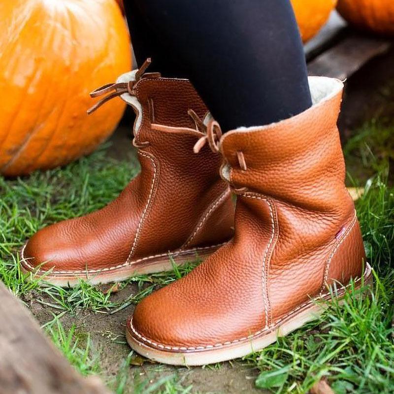 Waterproof Winter Boots with Non-Slip Sole and Versatile Collar – PU Leather, Wool Lined for Women 4