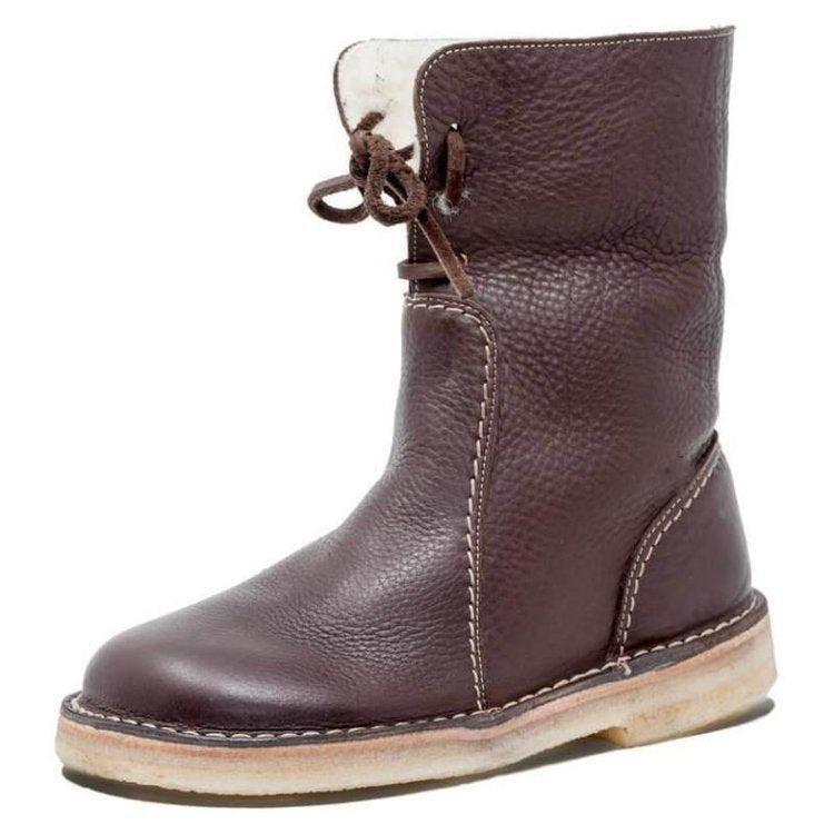 Waterproof Winter Boots with Non-Slip Sole and Versatile Collar – PU Leather, Wool Lined for Women 6