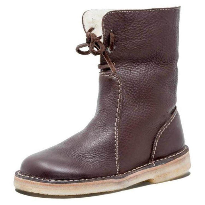 Waterproof Winter Boots with Non-Slip Sole and Versatile Collar – PU Leather, Wool Lined for Women 6