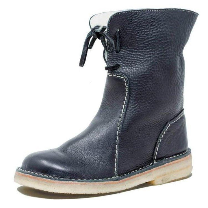 Waterproof Winter Boots with Non-Slip Sole and Versatile Collar – PU Leather, Wool Lined for Women 7